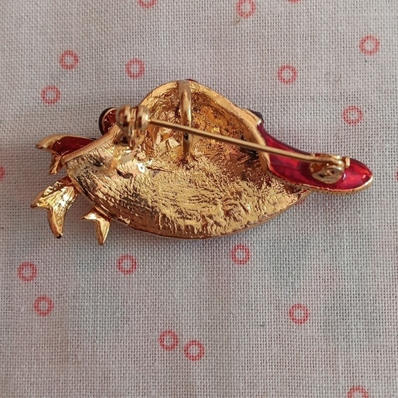 Sparkly Red Hat Purple Bow Hat Brooch - Picture 2 of 5